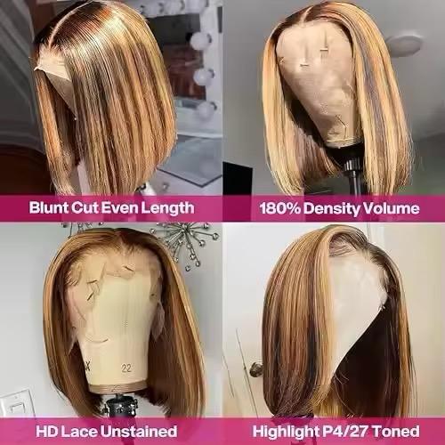 12 inch piano bob wig